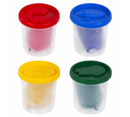 Пластилин-тесто для лепки BRAUBERG KIDS, 4 цвета, 560 г, яркие классические цвета, крышки-штампики, 106715