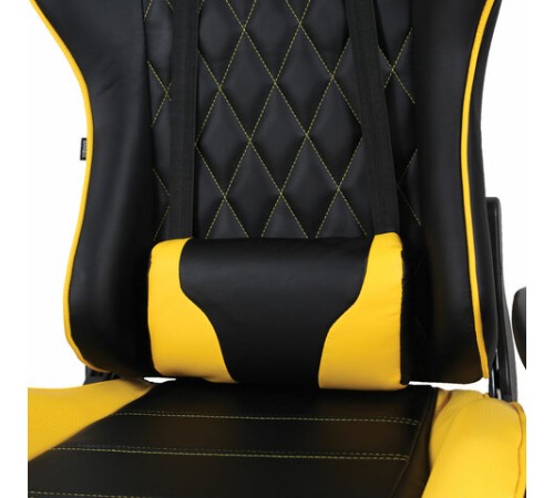 Кресло компьютерное BRABIX "GT Master GM-110", две подушки, экокожа, черное/желтое, 531927