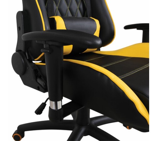 Кресло компьютерное BRABIX "GT Master GM-110", две подушки, экокожа, черное/желтое, 531927