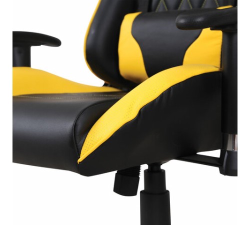 Кресло компьютерное BRABIX "GT Master GM-110", две подушки, экокожа, черное/желтое, 531927