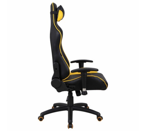 Кресло компьютерное BRABIX "GT Master GM-110", две подушки, экокожа, черное/желтое, 531927