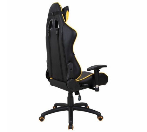 Кресло компьютерное BRABIX "GT Master GM-110", две подушки, экокожа, черное/желтое, 531927