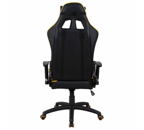 Кресло компьютерное BRABIX "GT Master GM-110", две подушки, экокожа, черное/желтое, 531927