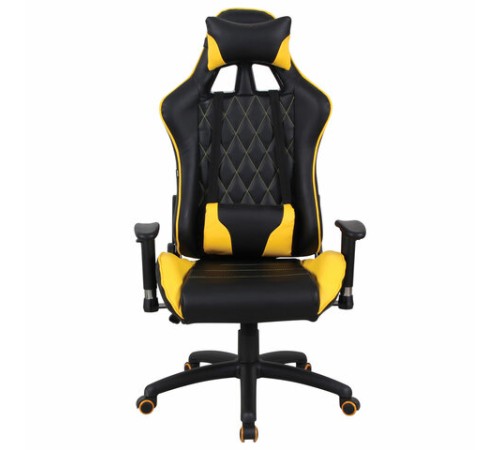 Кресло компьютерное BRABIX "GT Master GM-110", две подушки, экокожа, черное/желтое, 531927