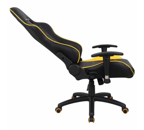 Кресло компьютерное BRABIX "GT Master GM-110", две подушки, экокожа, черное/желтое, 531927