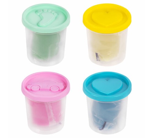 Пластилин-тесто для лепки BRAUBERG KIDS, 4 цвета, 560 г, пастельные цвета, крышки-штампики, 106717