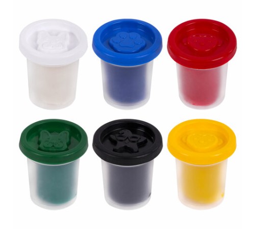 Пластилин-тесто для лепки BRAUBERG KIDS, 6 цветов, 300 г, яркие классические цвета, крышки-штампики, 106718