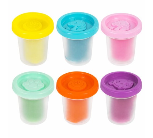 Пластилин-тесто для лепки BRAUBERG KIDS, 6 цветов, 300 г, 10 формочек, шприц, стек, крышки-штампики, 106719