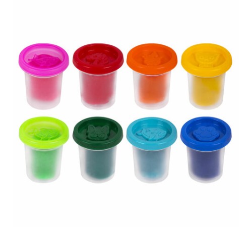 Пластилин-тесто для лепки BRAUBERG KIDS, 8 цветов, 400 г, яркие классические цвета, крышки-штампики, 106720
