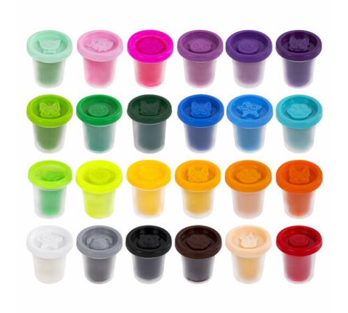 Пластилин-тесто для лепки BRAUBERG KIDS, 24 цвета, 1680 г, крышки-штампики, сундучок, 106722