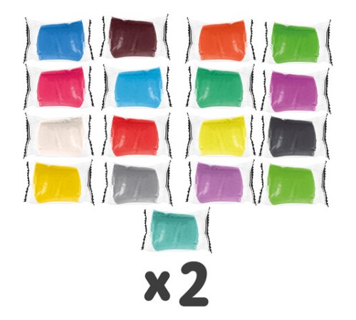 Пластилин-тесто для лепки BRAUBERG KIDS, 34 шт., 1700 г, 2 стека, 10 формочек, 4 штампика, 1 скалка, 10 пакетиков для хранения, 106723