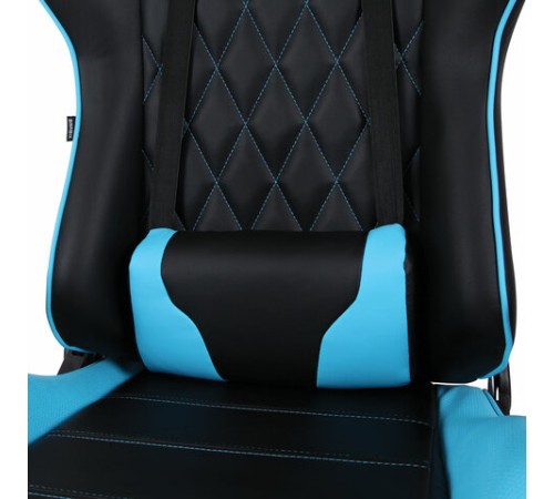 Кресло компьютерное BRABIX "GT Master GM-110", две подушки, экокожа, черное/голубое, 531928