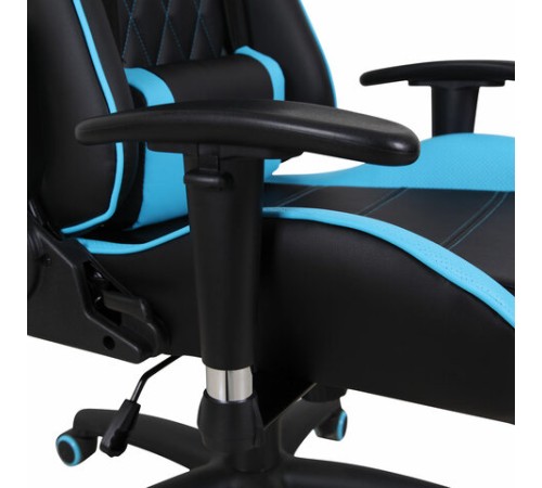Кресло компьютерное BRABIX "GT Master GM-110", две подушки, экокожа, черное/голубое, 531928
