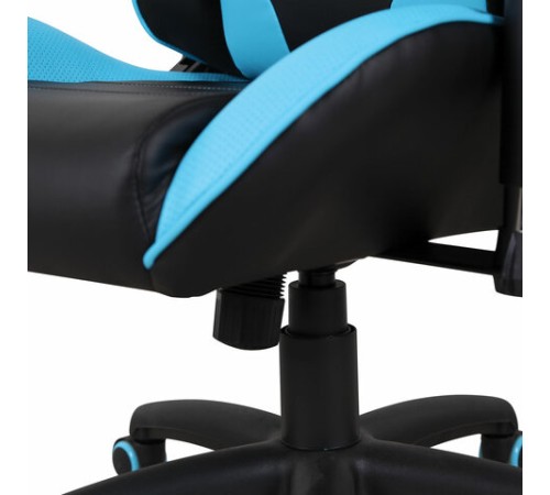 Кресло компьютерное BRABIX "GT Master GM-110", две подушки, экокожа, черное/голубое, 531928