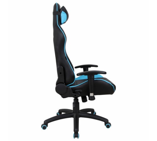 Кресло компьютерное BRABIX "GT Master GM-110", две подушки, экокожа, черное/голубое, 531928