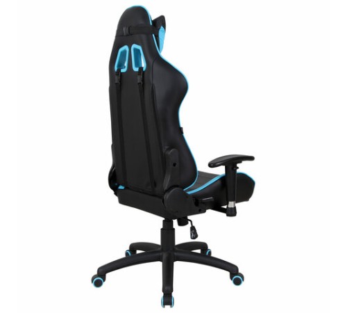 Кресло компьютерное BRABIX "GT Master GM-110", две подушки, экокожа, черное/голубое, 531928