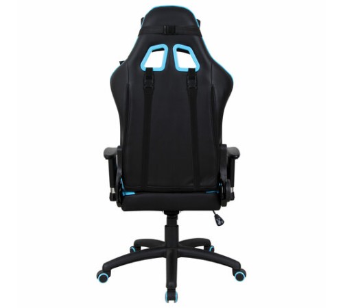 Кресло компьютерное BRABIX "GT Master GM-110", две подушки, экокожа, черное/голубое, 531928