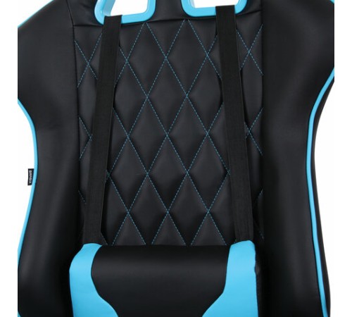Кресло компьютерное BRABIX "GT Master GM-110", две подушки, экокожа, черное/голубое, 531928