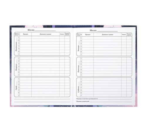 Дневник 1-4 класс 48 л., твердый, ЮНЛАНДИЯ, глянцевая ламинация, с подсказом, 