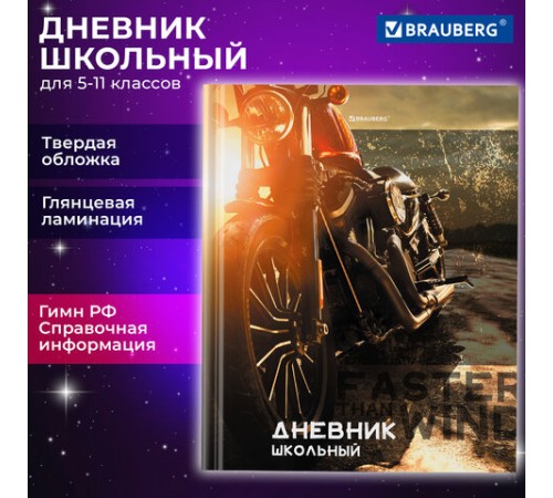 Дневник 5-11 класс 48 л., твердый, BRAUBERG, глянцевая ламинация, с подсказом, 