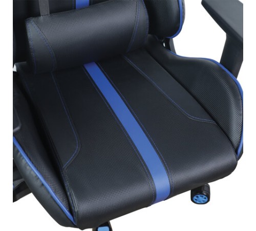 Кресло компьютерное BRABIX "GT Carbon GM-120", две подушки, экокожа, черное/синее, 531930