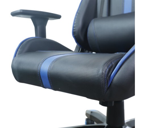 Кресло компьютерное BRABIX "GT Carbon GM-120", две подушки, экокожа, черное/синее, 531930