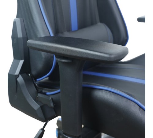 Кресло компьютерное BRABIX "GT Carbon GM-120", две подушки, экокожа, черное/синее, 531930