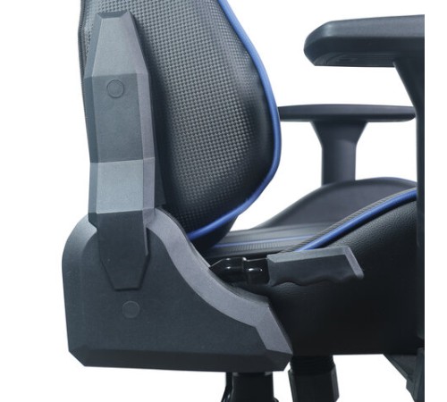 Кресло компьютерное BRABIX "GT Carbon GM-120", две подушки, экокожа, черное/синее, 531930