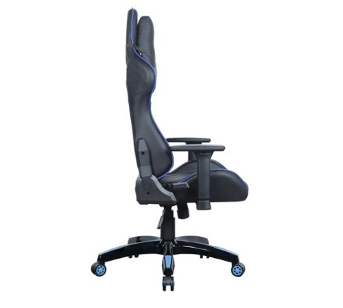 Кресло компьютерное BRABIX "GT Carbon GM-120", две подушки, экокожа, черное/синее, 531930