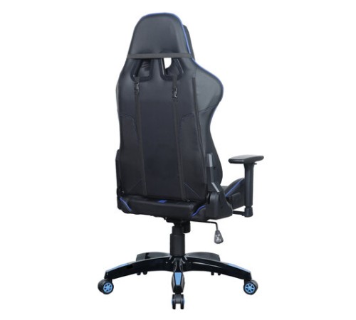 Кресло компьютерное BRABIX "GT Carbon GM-120", две подушки, экокожа, черное/синее, 531930