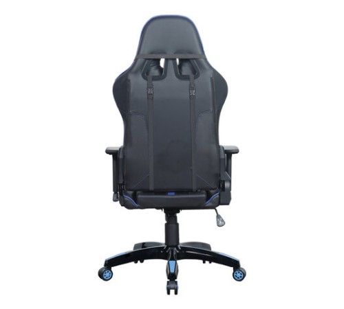 Кресло компьютерное BRABIX "GT Carbon GM-120", две подушки, экокожа, черное/синее, 531930