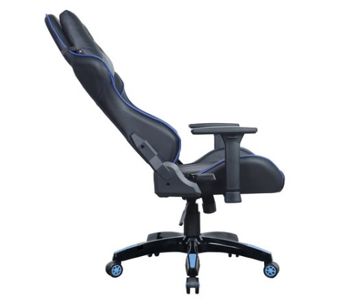 Кресло компьютерное BRABIX "GT Carbon GM-120", две подушки, экокожа, черное/синее, 531930