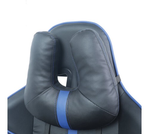 Кресло компьютерное BRABIX "GT Carbon GM-120", две подушки, экокожа, черное/синее, 531930