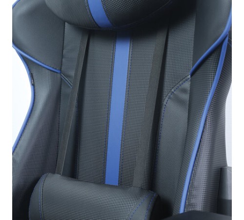 Кресло компьютерное BRABIX "GT Carbon GM-120", две подушки, экокожа, черное/синее, 531930