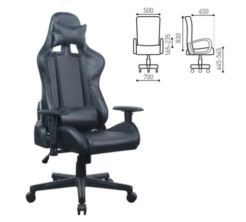 Кресло компьютерное BRABIX "GT Carbon GM-115", две подушки, экокожа, черное, 531932 Кресло компьютерное BRABIX "GT Carbon GM-115", две подушки, экокожа, черное, 531932