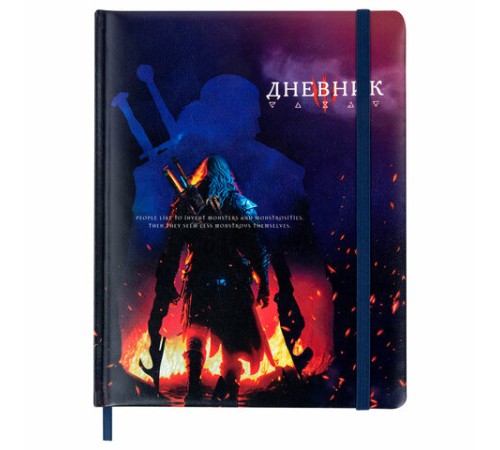 Дневник 1-11 класс 48 л., кожзам (твердая с поролоном), печать, резинка, конверт, BRAUBERG, 