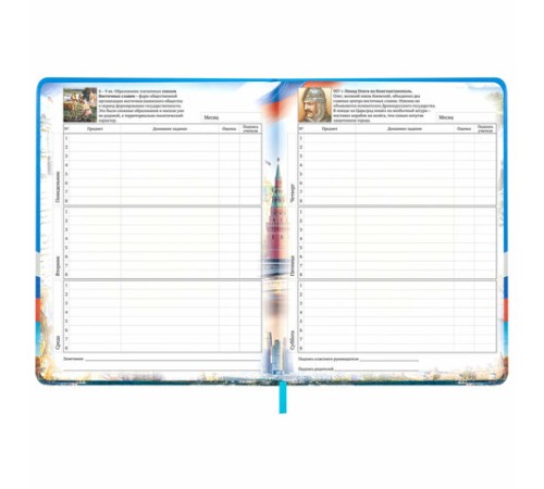 Дневник 1-11 класс 48 л., кожзам (твердая с поролоном), печать, цветной блок, BRAUBERG, 