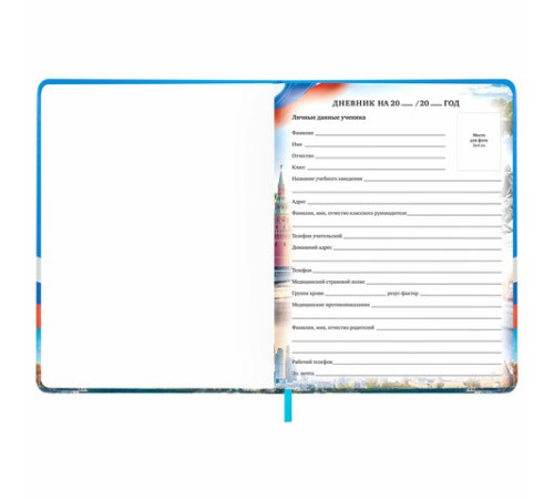 Дневник 1-11 класс 48 л., кожзам (твердая с поролоном), печать, цветной блок, BRAUBERG, 
