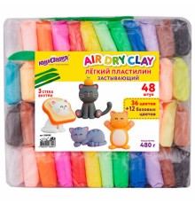 Пластилин супер лёгкий воздушный застывающий 48 штук (36 цветов + 12 базовых), 480 г, 3 стека, ЮНЛАНДИЯ, 106980