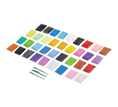 Пластилин супер лёгкий воздушный застывающий 36 штук (32 цвета + 2 белых + 2 черных), 310 г, 3 стека, ПИФАГОР, 107042