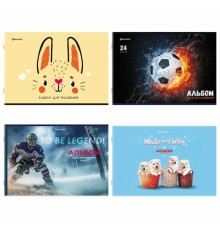 Альбом для рисования А4, 24 листа, скоба, обложка картон, BRAUBERG, 203х288 мм, 