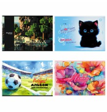 Альбом для рисования А4, 32 листа, скоба, обложка картон, BRAUBERG, 203х288 мм, 