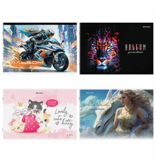 Альбом для рисования А4, 32 листа, скоба, обложка картон, BRAUBERG, 203х288 мм, 