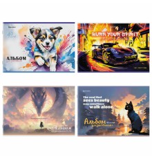 Альбом для рисования А4, 40 листов, скоба, обложка картон, BRAUBERG, 203х288 мм, 