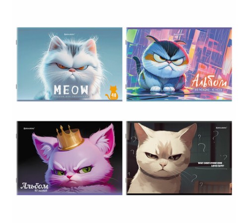 Альбом для рисования А4, 40 листов, скоба, обложка картон, BRAUBERG, 203х288 мм, 