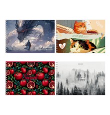 Альбом для рисования А4, 40 л., гребень, обложка картон, BRAUBERG, 195х285 мм, МИКС-1, 107118