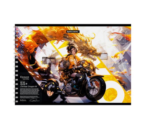 Альбом для рисования А4, 40 л., гребень, обложка картон, BRAUBERG, 195х285 мм, 