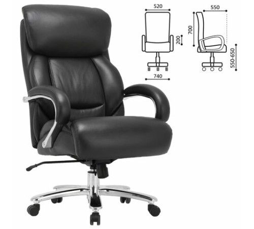 Кресло из натуральной кожи BRABIX PREMIUM "Pride HD-100", НАГРУЗКА до 250 кг, черное, 531940 Кресло из натуральной кожи BRABIX PREMIUM "Pride HD-100", НАГРУЗКА до 250 кг, черное, 531940
