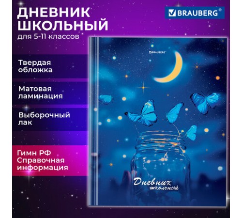 Дневник 5-11 класс 48 л., твердый, BRAUBERG, выборочный лак, с подсказом, 