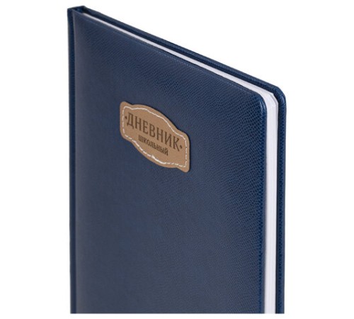 Дневник 1-11 класс 48 л., кожзам (твердая с поролоном), нашивка, BRAUBERG IGUANA, синий, 107226